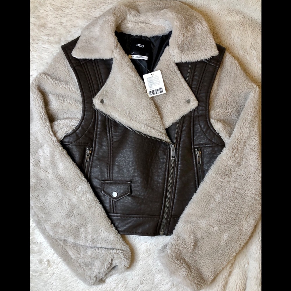 Urban Outfitters Sherpa + leather jacket